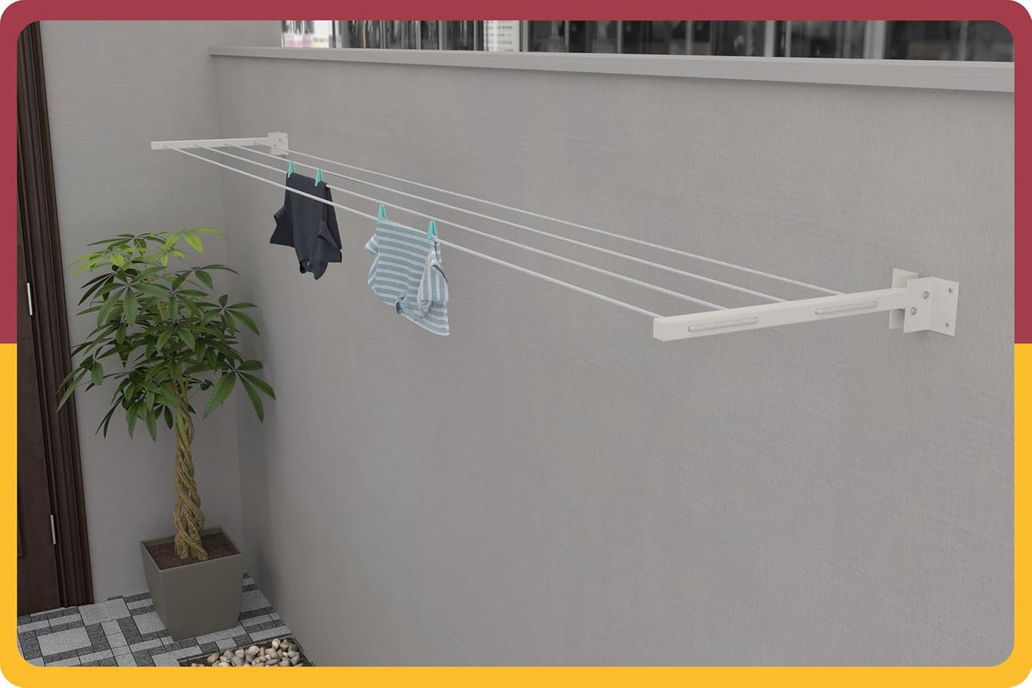 4 Line Wall Mount Cloth Drying Stand