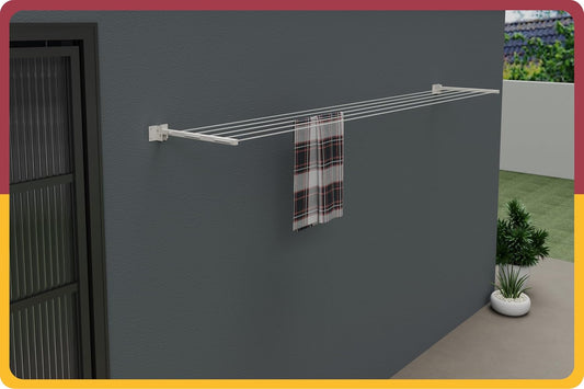 5 Line Wall Mount Cloth Drying Stand